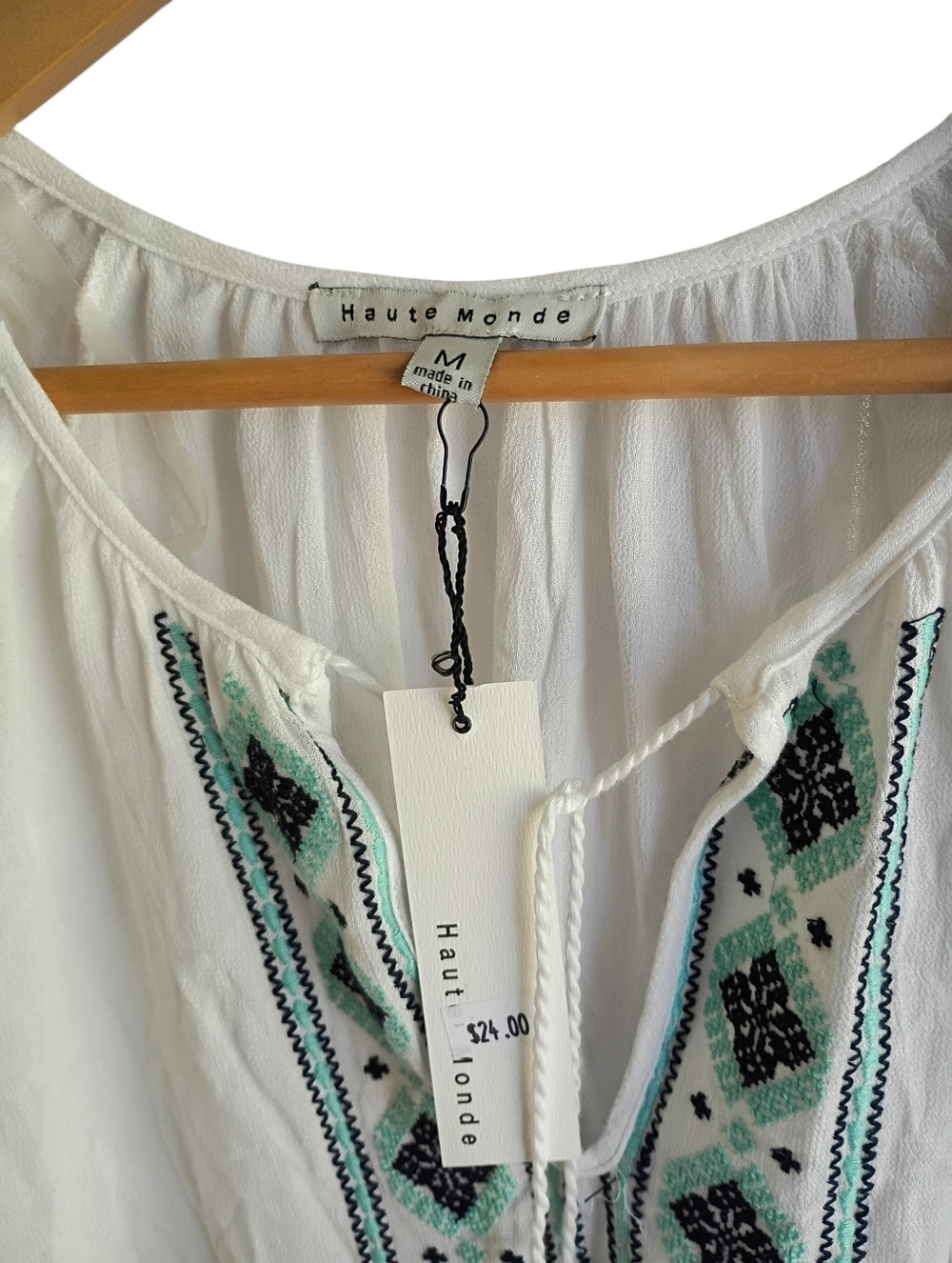 NWT Haute Monde Boho Blouse Size Medium - Picture 2 of 6